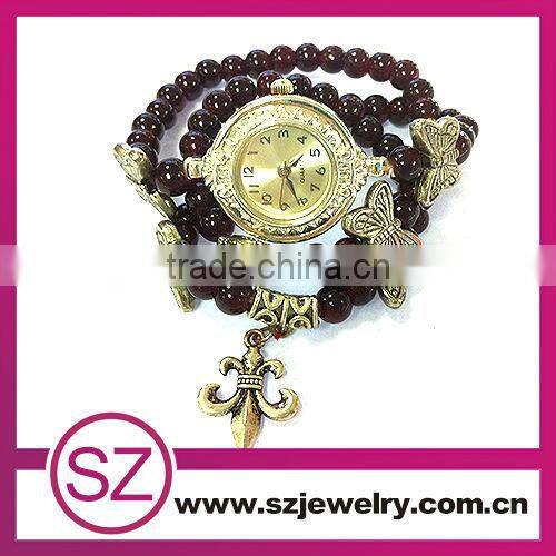 SWH0644-3 china supplier gem stone bracelet beaded cheap elegant watches