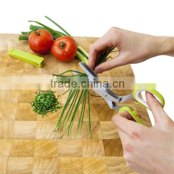 Stainless Steel 5 blades Herb Shears With Cleaning Comb Cover