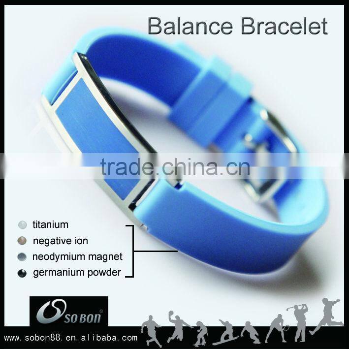 silicone titanium health bracelet with metal clasp laser engraving