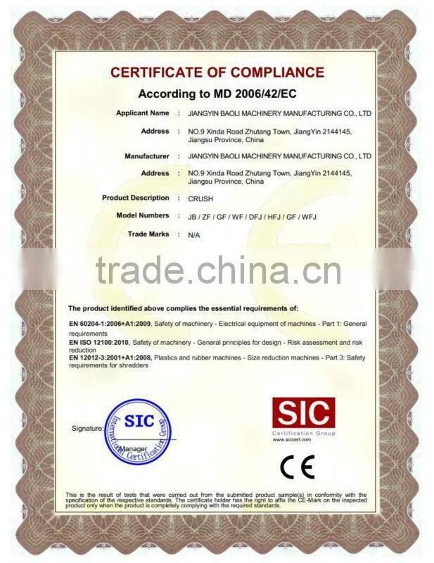 High safety factor screw feeding conveyor with CE