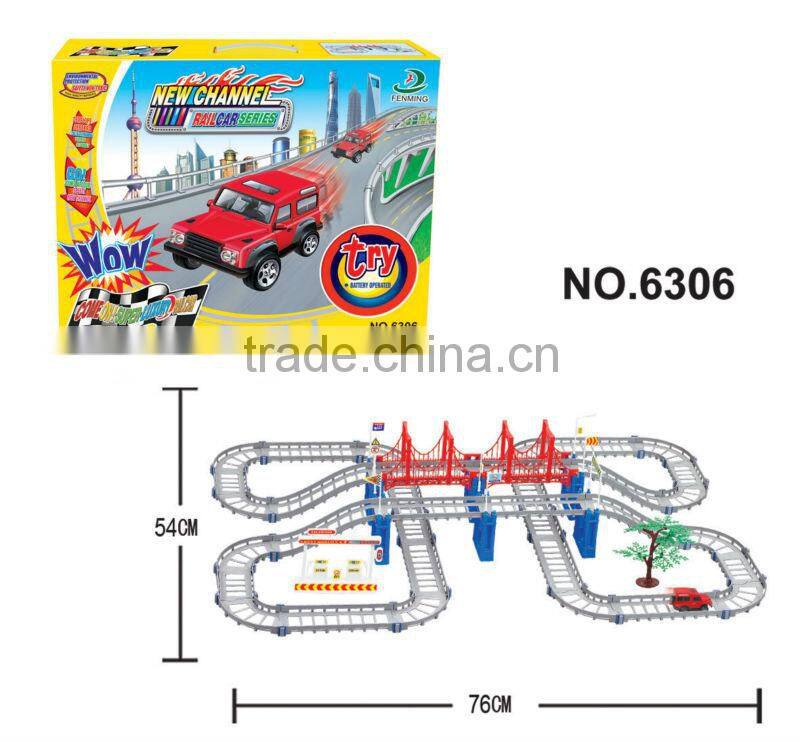 Plastic toy B/O railcar with music and light/ railway toy set 6304