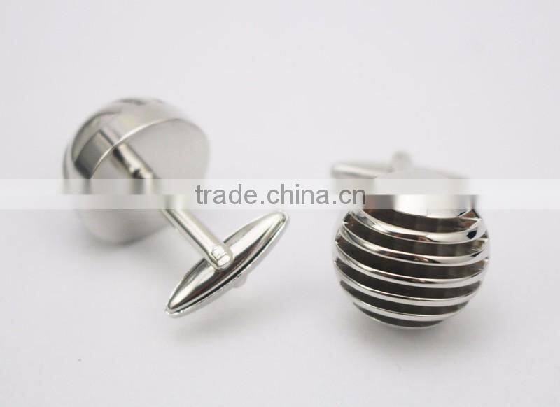 Unisex Hollow Striped Round Brass Shirt Cufflinks