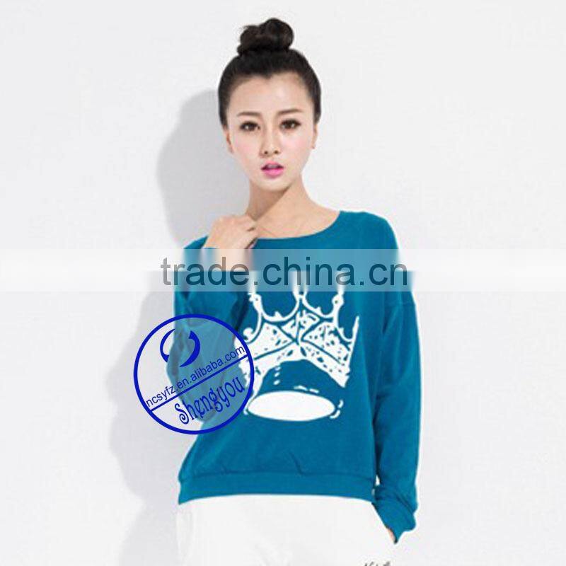Wholesale custom women's crewneck hoodies sweatshirts with printing