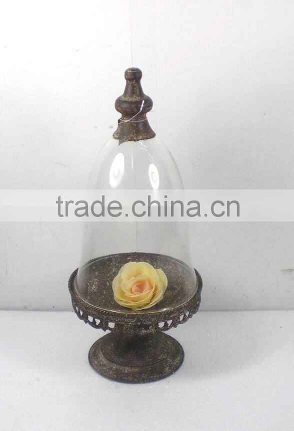 8009481J-Antique Golden Metal and Glass Holder