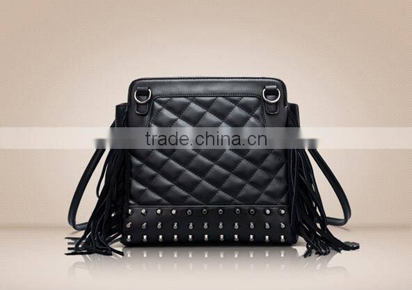 western three-used tassels backpack soft leather tote bag black ladies shoulder bags