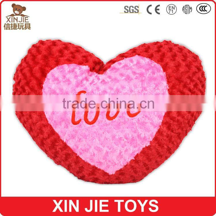 hot sale red plush love heart shape embroidered pillow and cushion