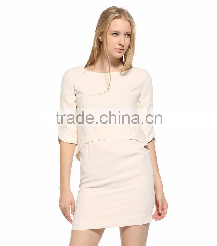 Women's False Fake Two Pieces Wear to Work Party Short Sleeve Dress OEM Type ODM Manufacturer Clothes Factory Guangzhou
