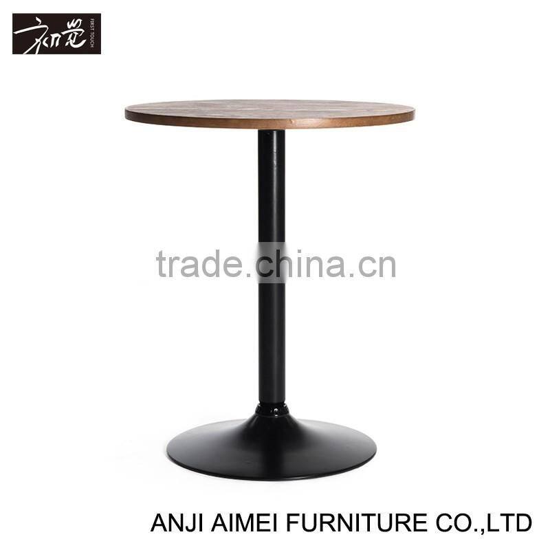 Antique style round wood coffee table for restaurant AM-6018