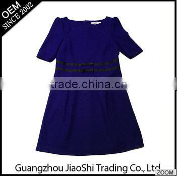 Latest dress designs fashional convenient False two-piece dress knitted fabrics chiffon girl dress for different figures