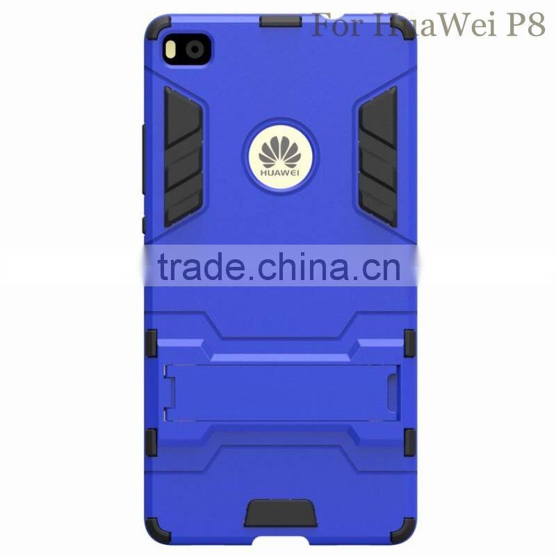 New products 2016 high quality 2 in1 TPU+PC Kickstand Protective case for HuaWei P8, for huawei p8 case with 6 colors