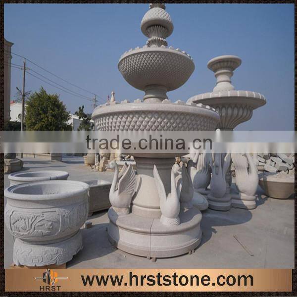 3 Tiers Stone Garden Water Fountain With Statues In Hand Carved