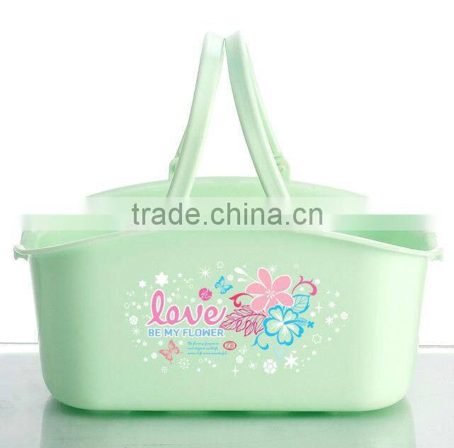 wholesale high grade large size plastic lanudry basket with handle , plastic storage basket