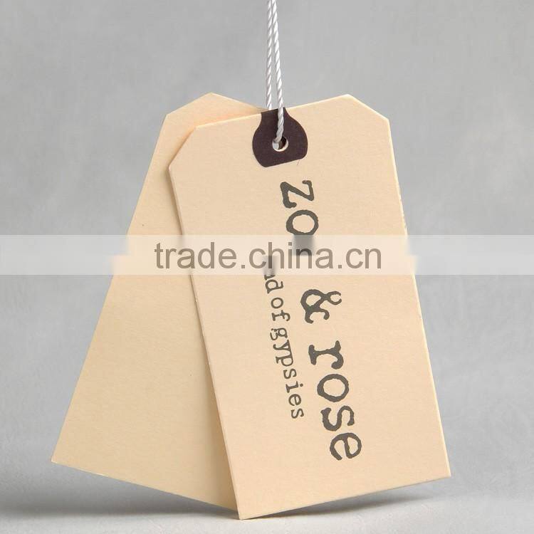 iridescent paper hang tag with logo silk printing for t-shirt