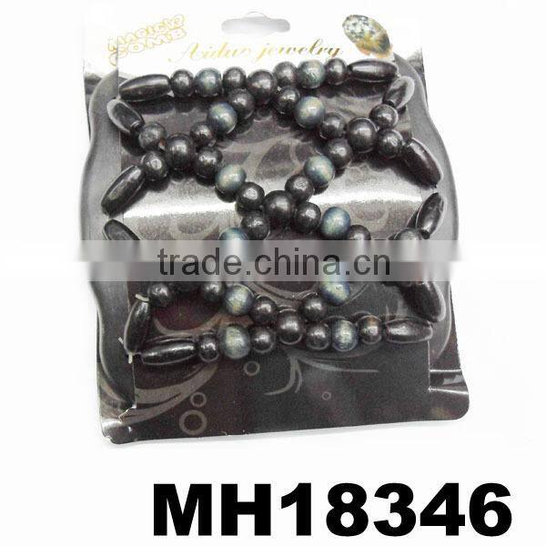 wholesale hand made colorful wood beaded hair comb