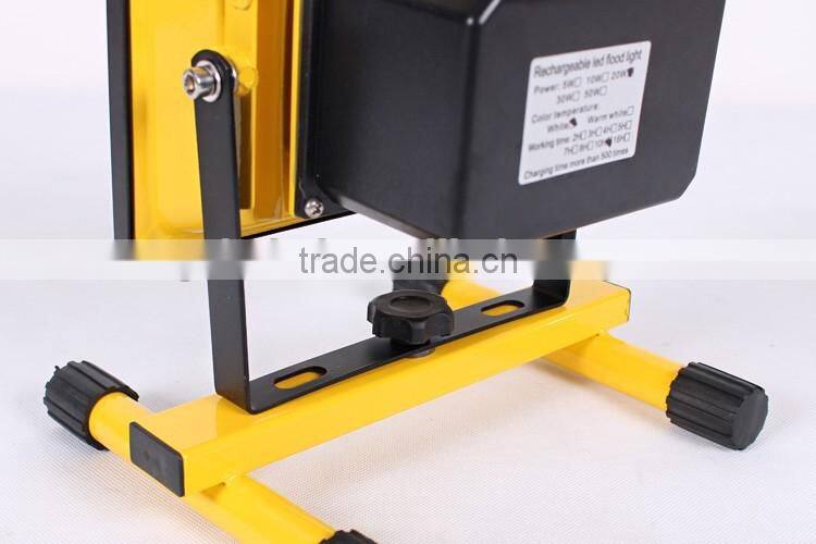 Aluminum portable outdoor 10w 20w 30w 50w rechargeable led flood light emergency led work lamp