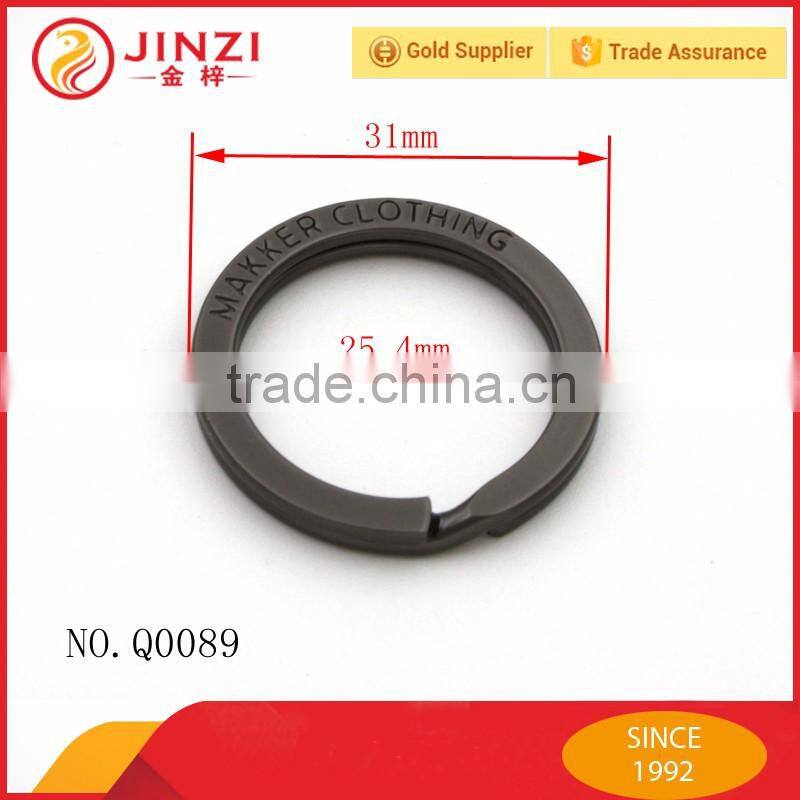 Gold color 1 inch flat style stainless steel key ring