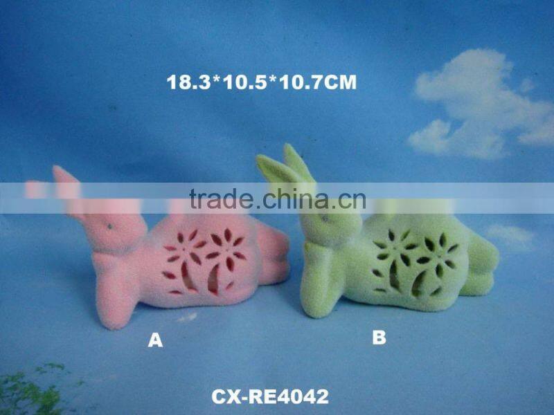 since 1989 factory wooden napkin ring table decoration restaurant high quality easter ceramic rabbit napkin ring