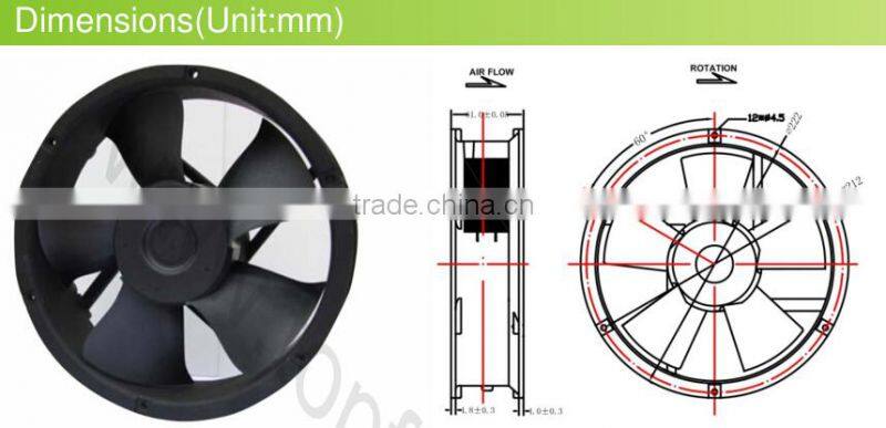 220x60mm Industrial Equipment AC Fan