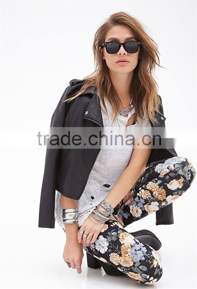 New Women Floral Print Leggings Stretchy Sexy Jeggings Pencil Pants Plus Size