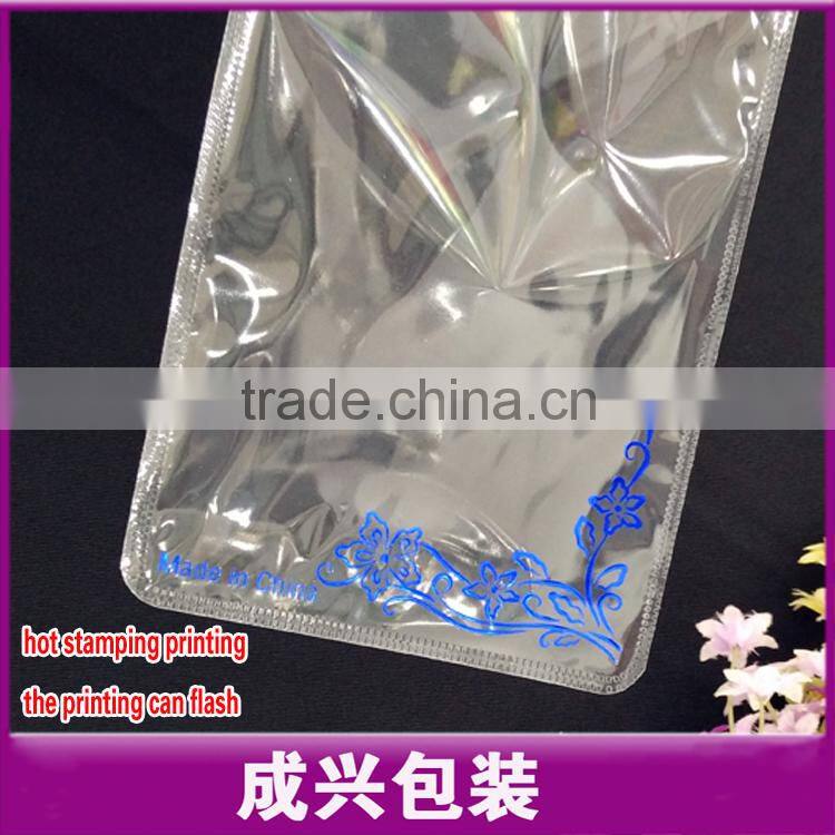 clear plastic zipper bag within printing flower/cell phone mobile case packaging sleeve/transparent poly bag