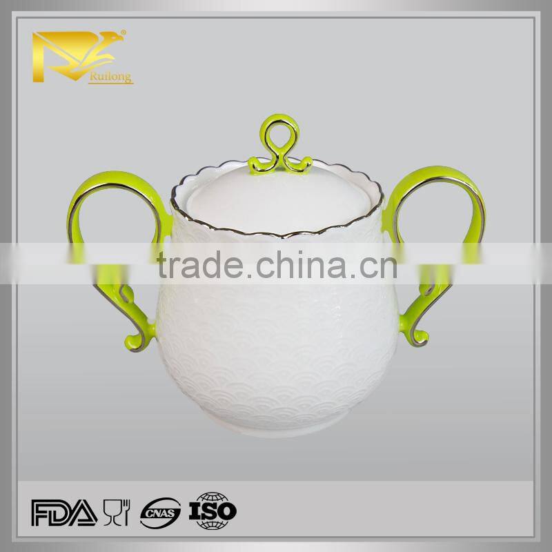 china wholesale tea coffee sats ceramic sugar tea urn with handle