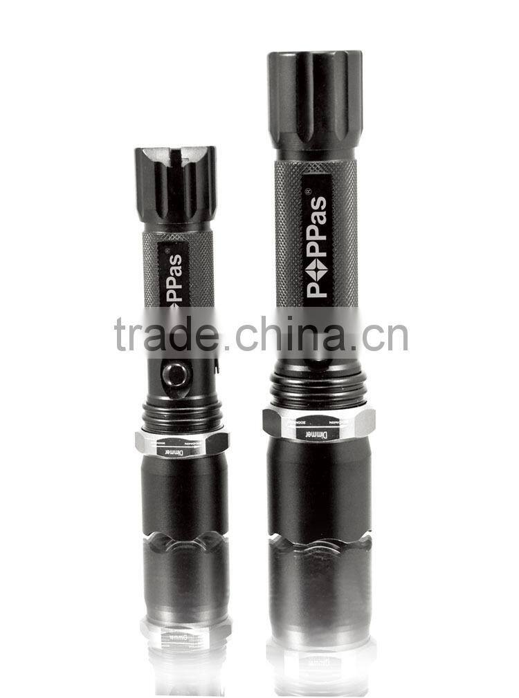 POPPAS T824 Hot sales zoom led flashlight Police Security rechargeable flashlight torch