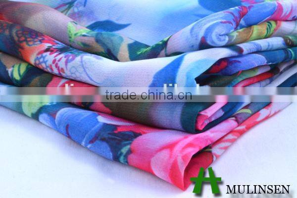 Mulinsen Textile Woven Imitation Digital Printing 75D Plain Chiffon Fabric