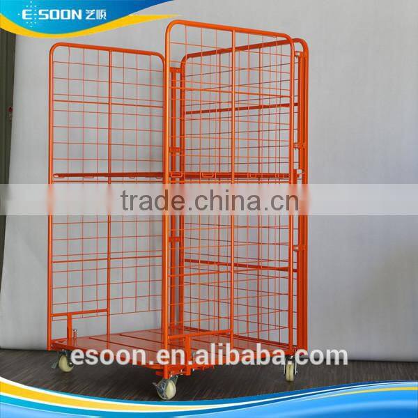 Metal post roll cage movable push cart