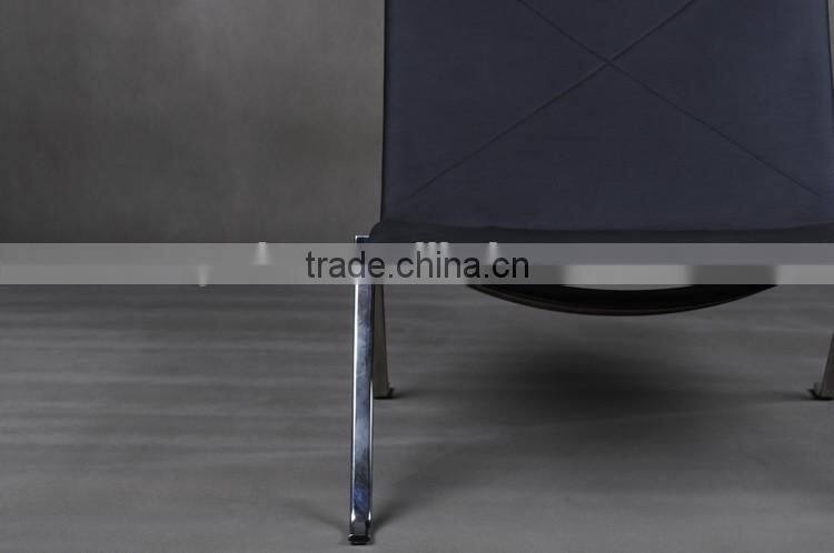 304# stainless steel ergonomic leather chaise lounge pk22 chair replica
