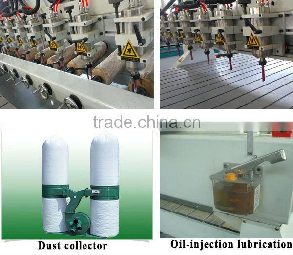 4 Axis CNC Wood Engraving Machine with 8 Rotaries, 2.2KW Spindles, Servo Motor Drive