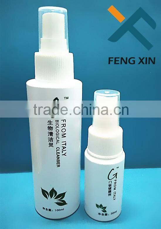 Personal care industrial use boston round 100ml PET plastic water bottle with spray pump