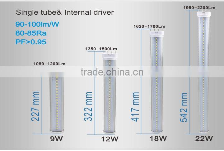 Alphogo 417mm 2G11 LED tube lighting 18w ,factory wholesell 2G11 LED tube with 2G114 pins Lamp replacment