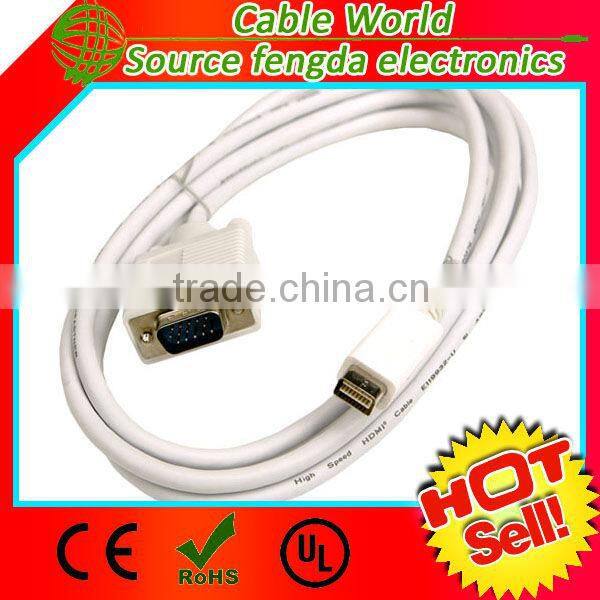 Best price! Mini DVI male to VGA male cable Gold plated