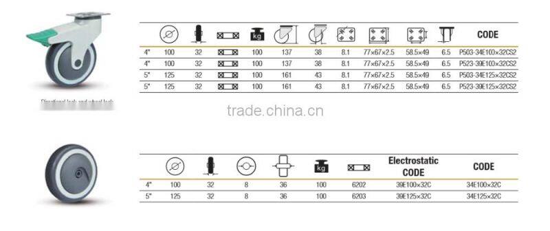 100mm-125mm plastic Ball bearing casters wheel