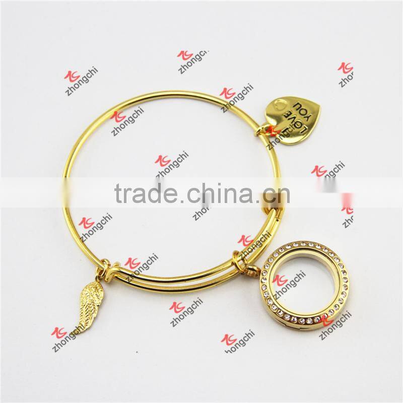 Gold Charms Brass Bracelet Bangles Jewelry