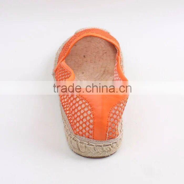 Latest design belly shoes factory espadrilles fashion mesh material jute sole espadrille