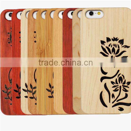 Ocase Hollow out Blossom Flower PC/TPU + wood phone case for Iphone 6
