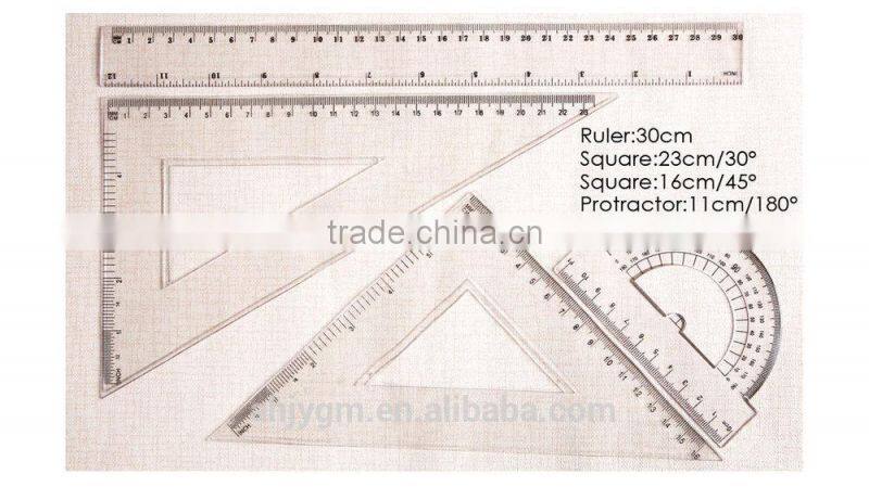 4 Pieces for Students Plastic Ruler Set/geometric ruler set