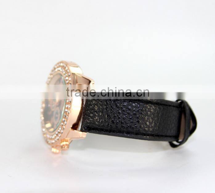 wholesale fashion leather pink quartz women watches ladies