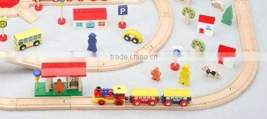 130pcs Wooden Train Set