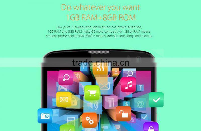 Original Elephone G2 MTK6732M Quad Core 64 Bit FDD LTE 4G WCDMA 3G Android 5.0 1GB RAM 8.0MP 4.5" 854*480 Dual SIM Wifi GPS