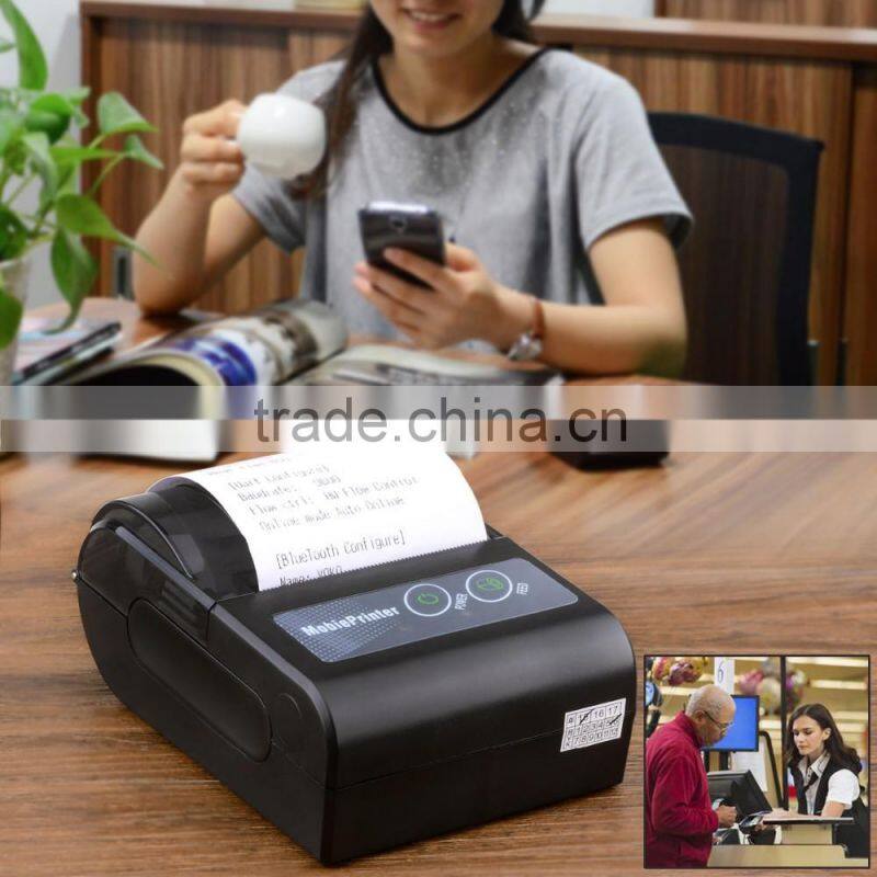 2015 Mobile Portable 58mm Thermal Receipt Printer Bluetooth Wireless Mini Printers Impressora for Android/IOS Black
