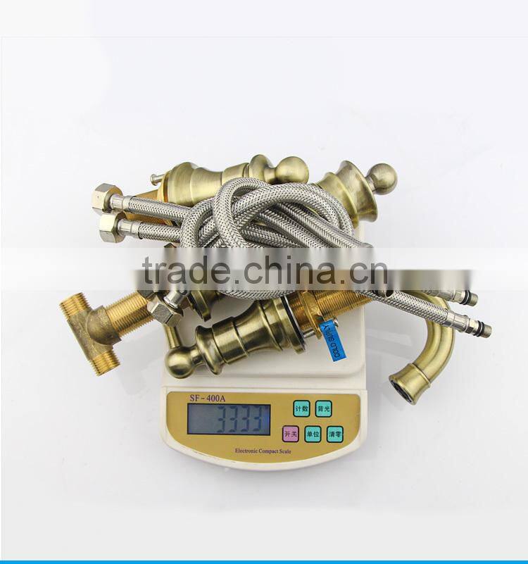 3 Hole Antique Brass Bathroom Tap