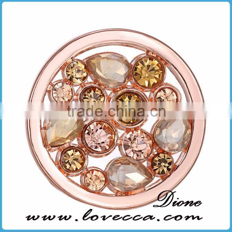 new design creative crystal insert love coin locket necklace