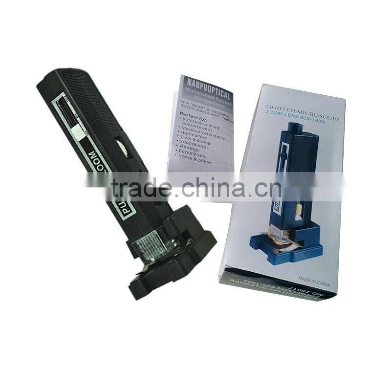 60X-100X Bulb Light Illuminated Pocket Microscope