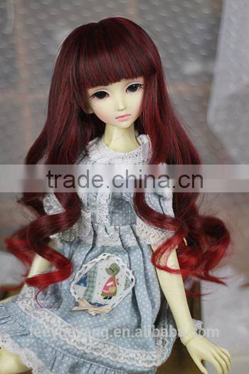 Hot sales synthetic black to red deep curly 1/4 bjd doll wigs