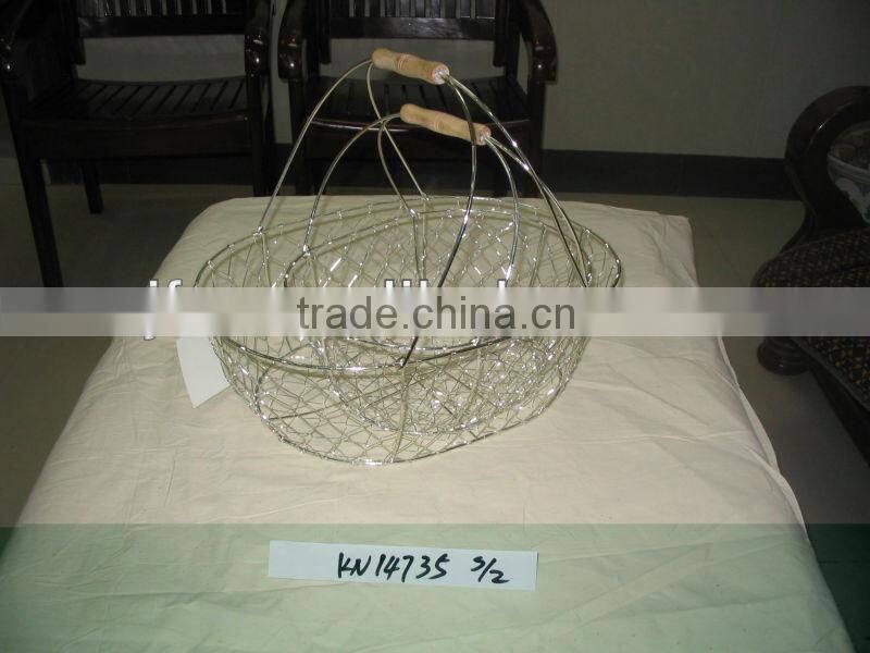 Set of two with handle oval wir basket