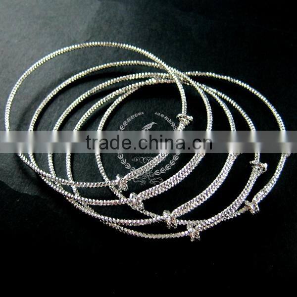 65mm diameter brass silver plated faceted simple adjustable wiring bracelet for beading 1900075