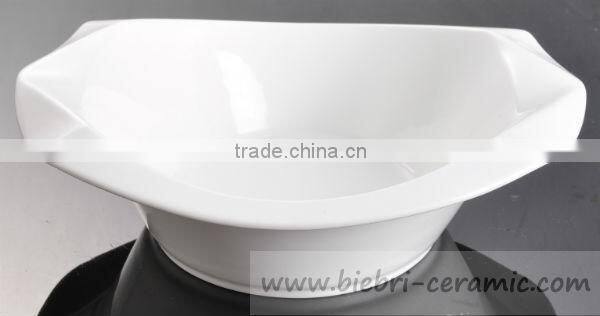 Wholesale Antique Super White Decal Printing Square Shaped Dessert Salad Soup Service Bowls Ceramic Porcelain Fine Bone China