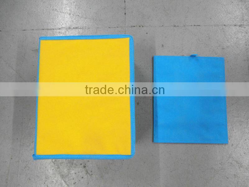 Fabric polyester toys storage box with lid covered pure color printing